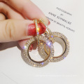 Shangjie Oem Arette Großhandel 925 Silbernadelohrringe Kristall Hoop Anhänger Frauen Ohrringe Gold plattiert Ohrringe Schmuck